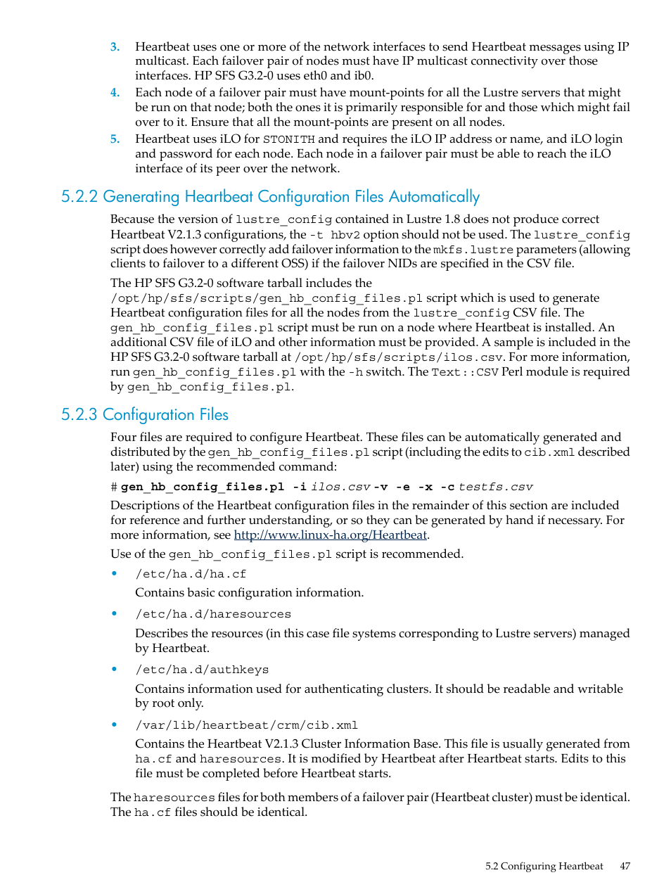 3 configuration files | HP StorageWorks Scalable File Share User Manual | Page 47 / 80