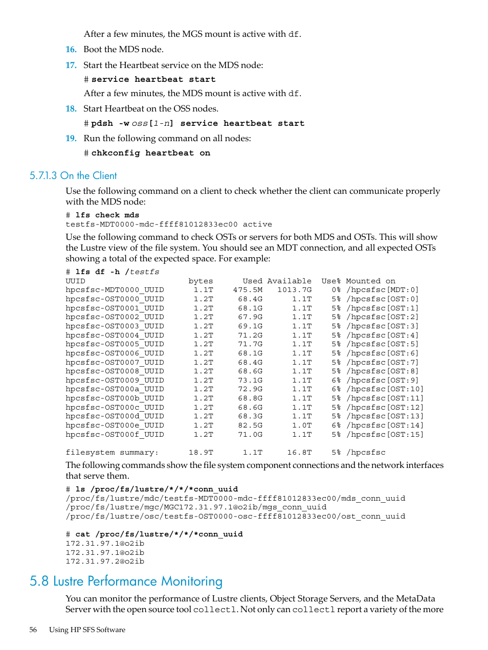 3 on the client, 8 lustre performance monitoring | HP StorageWorks Scalable File Share User Manual | Page 56 / 80