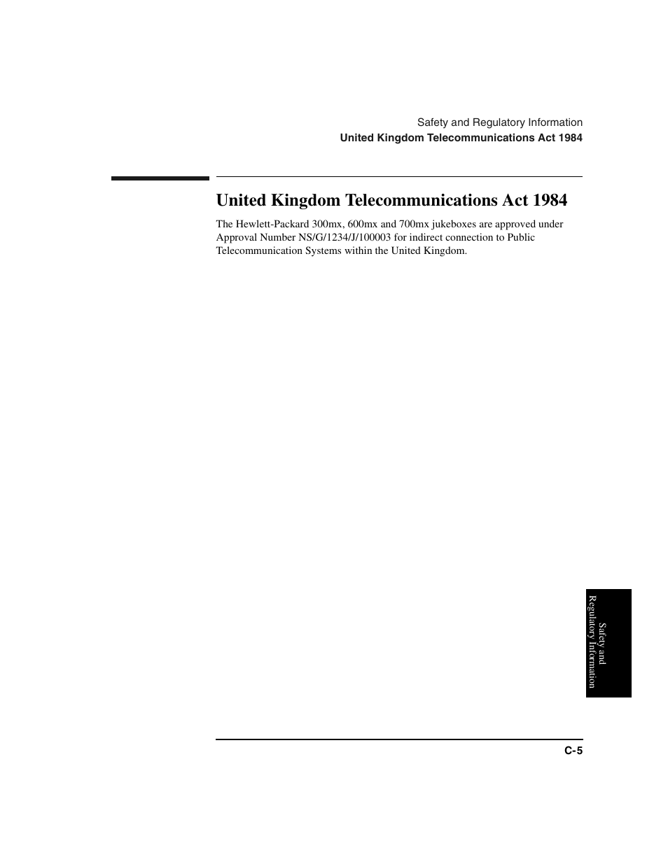 United kingdom telecommunications act 1984 | HP Optical Jukeboxes User Manual | Page 103 / 112