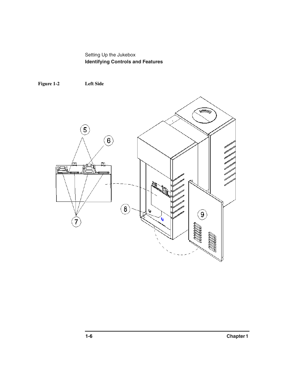 Figure 1-2 left side, Figure 1-2 . left side -6 | HP Optical Jukeboxes User Manual | Page 18 / 112