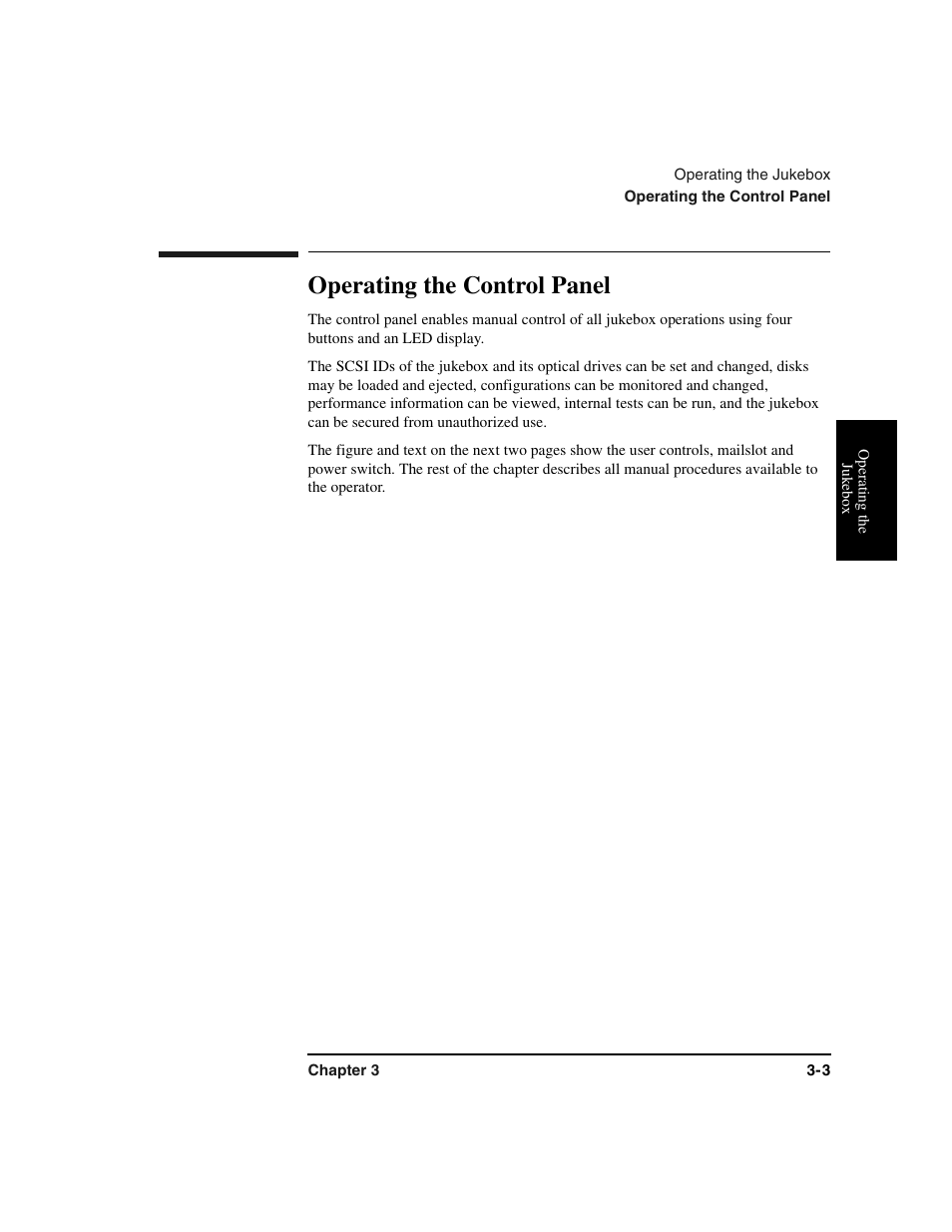 Operating the control panel, Operating the control panel -3 | HP Optical Jukeboxes User Manual | Page 37 / 112