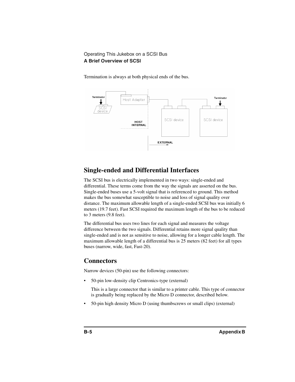 Graphic, Single-ended and differential interfaces, Connectors | Pin low-density clip centronics-type (external) | HP Optical Jukeboxes User Manual | Page 86 / 112