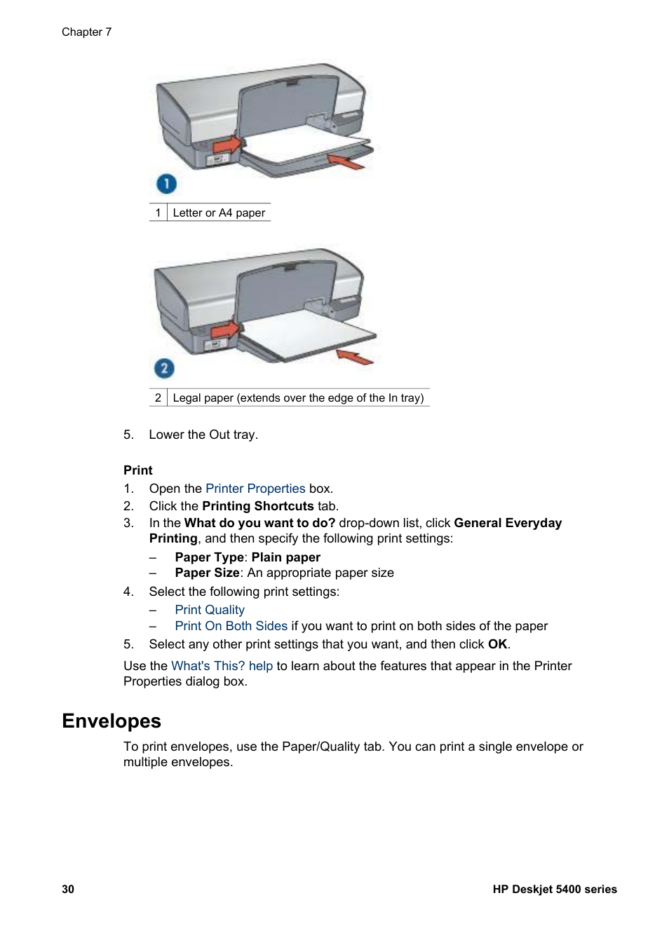 Envelopes, An envelope, see | HP Deskjet 5440 Photo Printer User Manual | Page 32 / 94