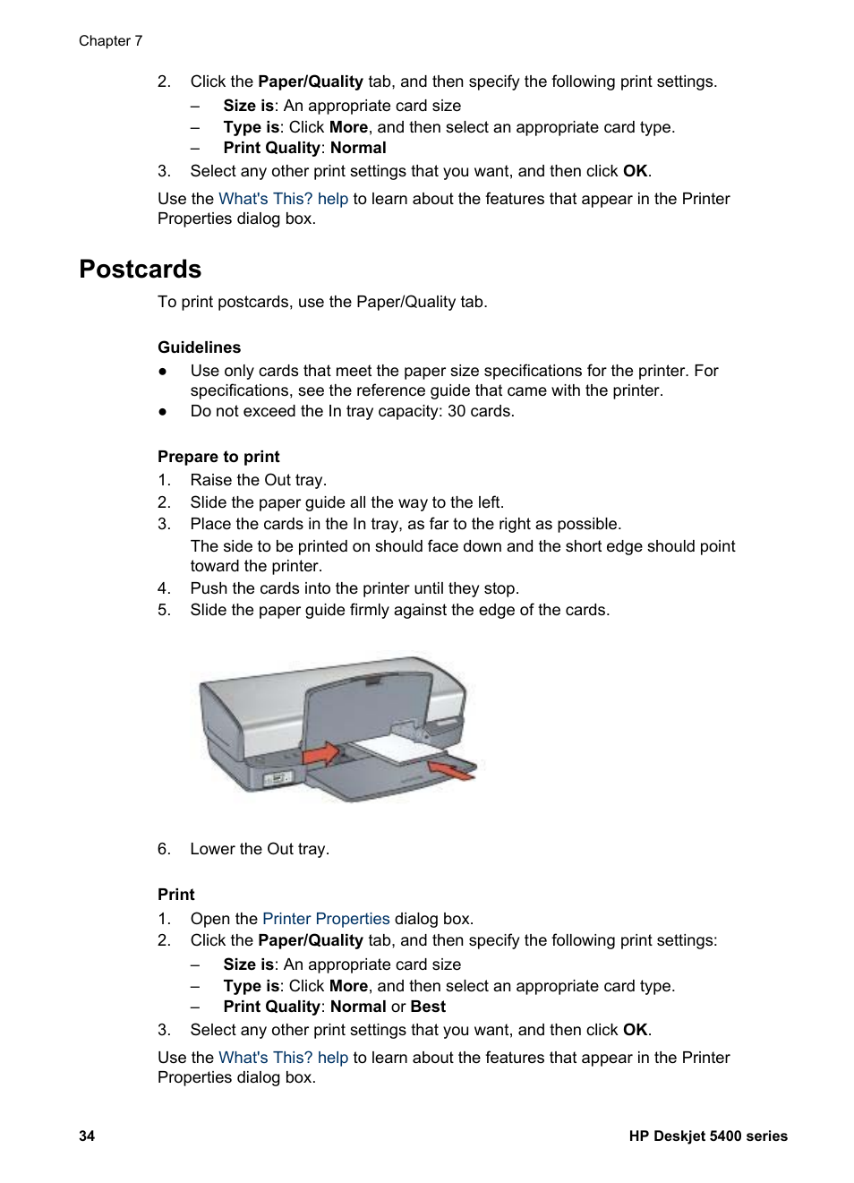 Postcards | HP Deskjet 5440 Photo Printer User Manual | Page 36 / 94