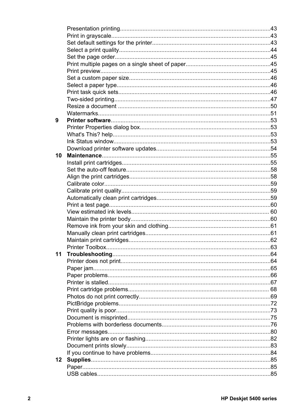 HP Deskjet 5440 Photo Printer User Manual | Page 4 / 94