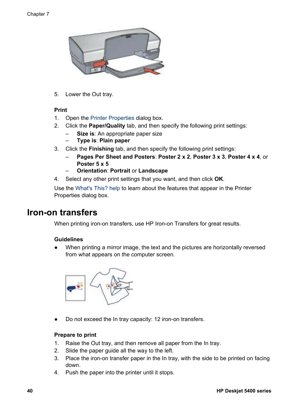 Iron-on transfers | HP Deskjet 5440 Photo Printer User Manual | Page 42 / 94