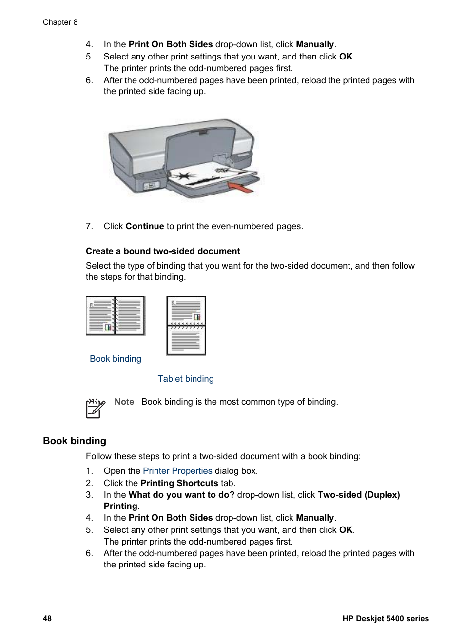 Book binding | HP Deskjet 5440 Photo Printer User Manual | Page 50 / 94