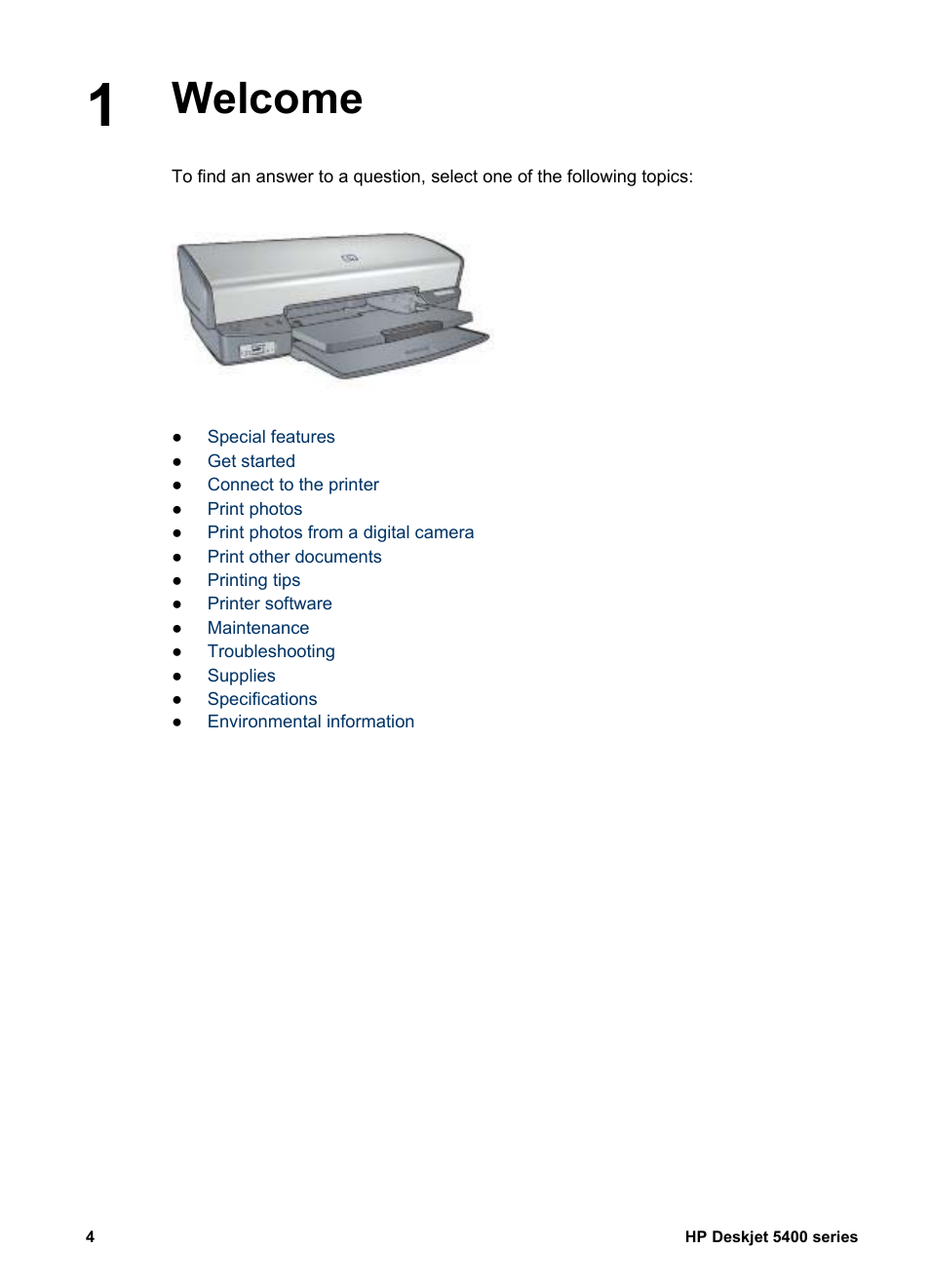 Welcome | HP Deskjet 5440 Photo Printer User Manual | Page 6 / 94