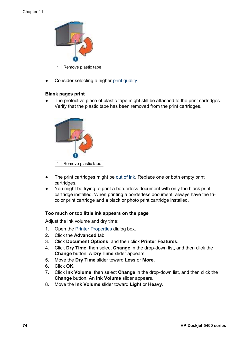 HP Deskjet 5440 Photo Printer User Manual | Page 76 / 94