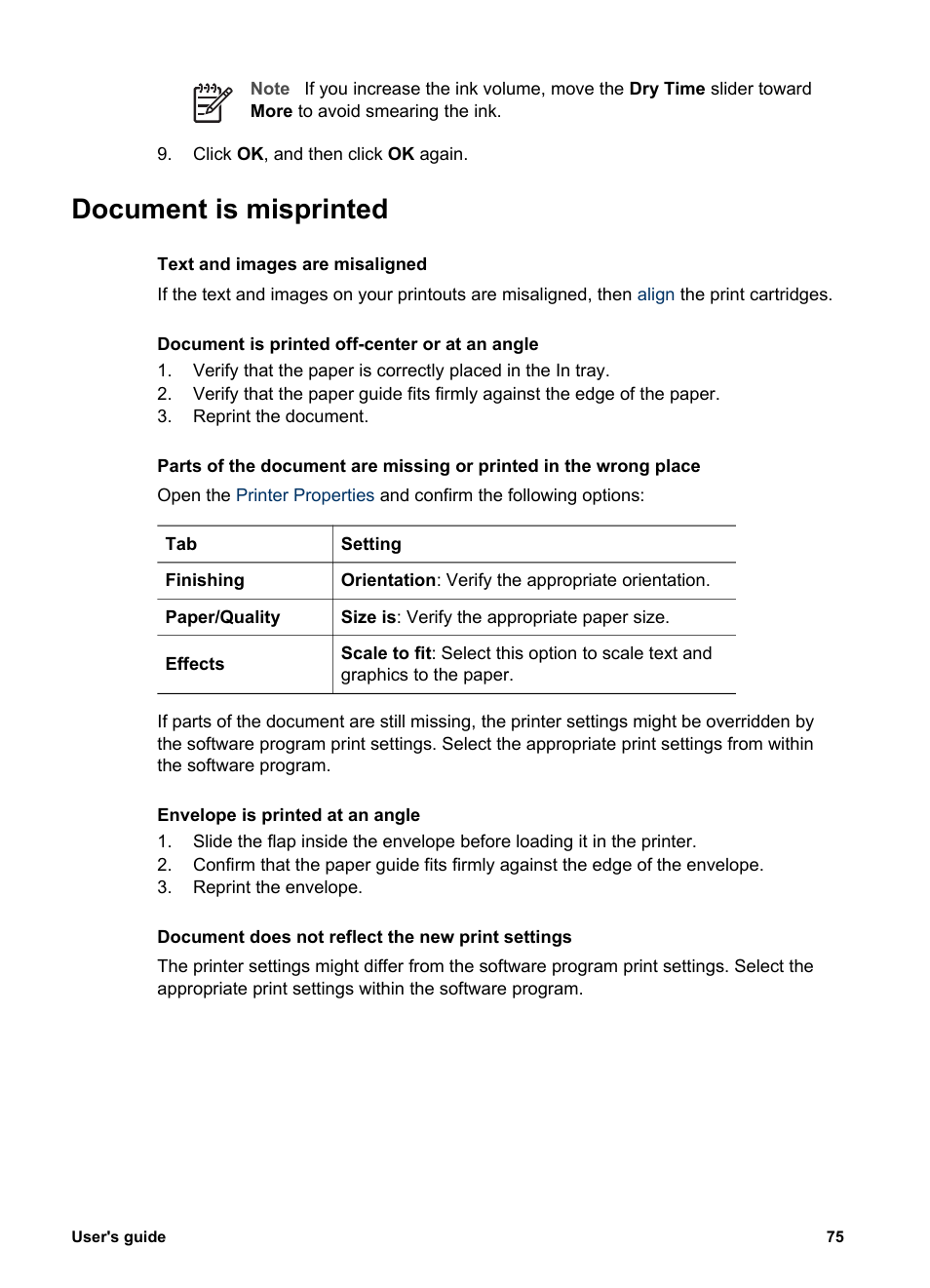 Document is misprinted | HP Deskjet 5440 Photo Printer User Manual | Page 77 / 94