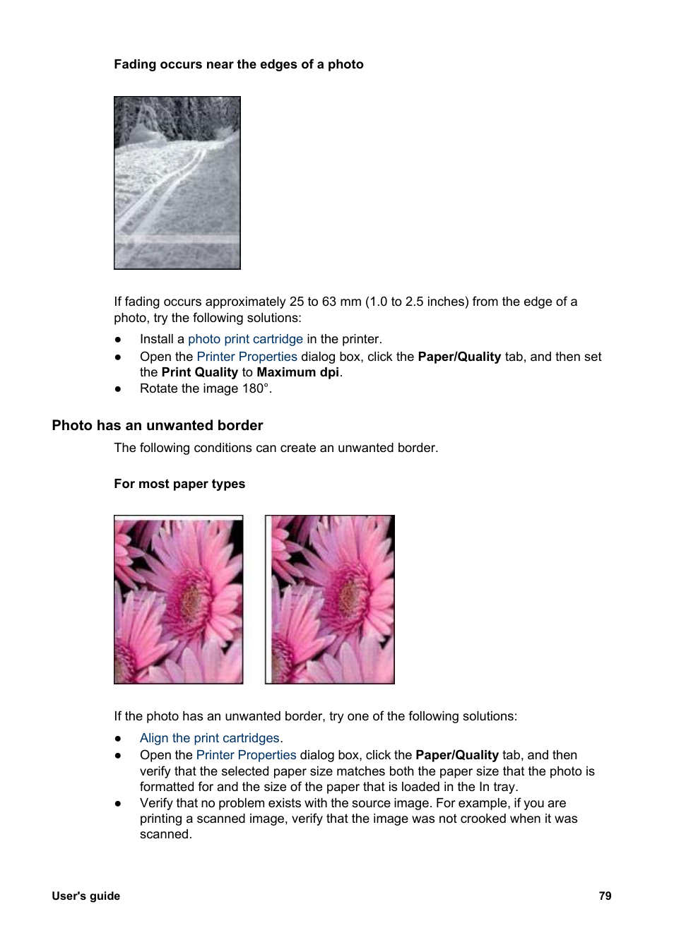 Photo has an unwanted border, An unwanted border, follow these, Guidelines | HP Deskjet 5440 Photo Printer User Manual | Page 81 / 94