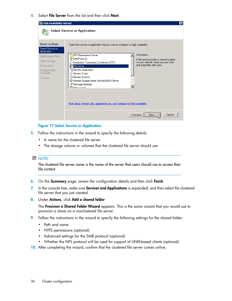Select service or application | HP StoreVirtual 4000 Storage User Manual | Page 36 / 128