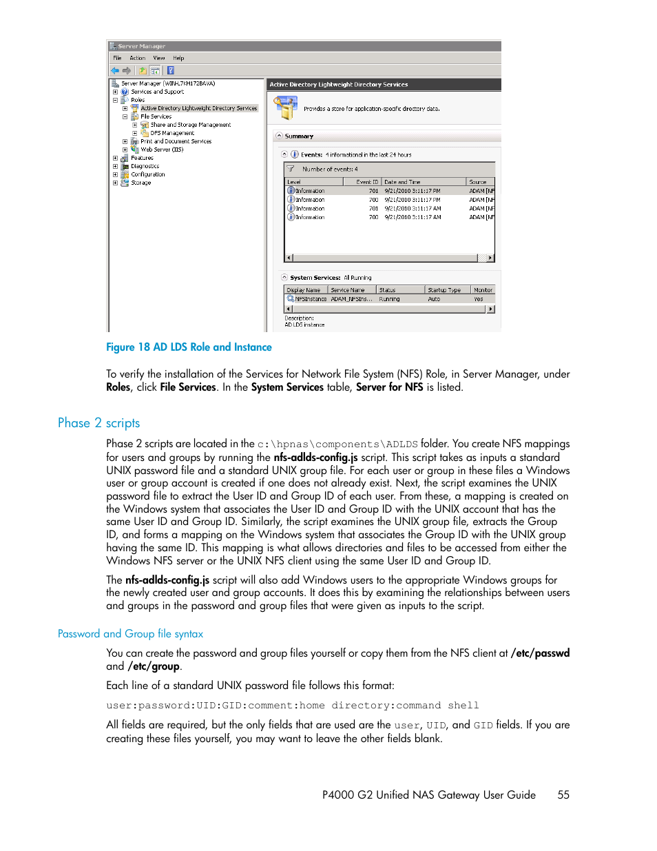 Phase 2 scripts, Ad lds role and instance | HP StoreVirtual 4000 Storage User Manual | Page 55 / 128