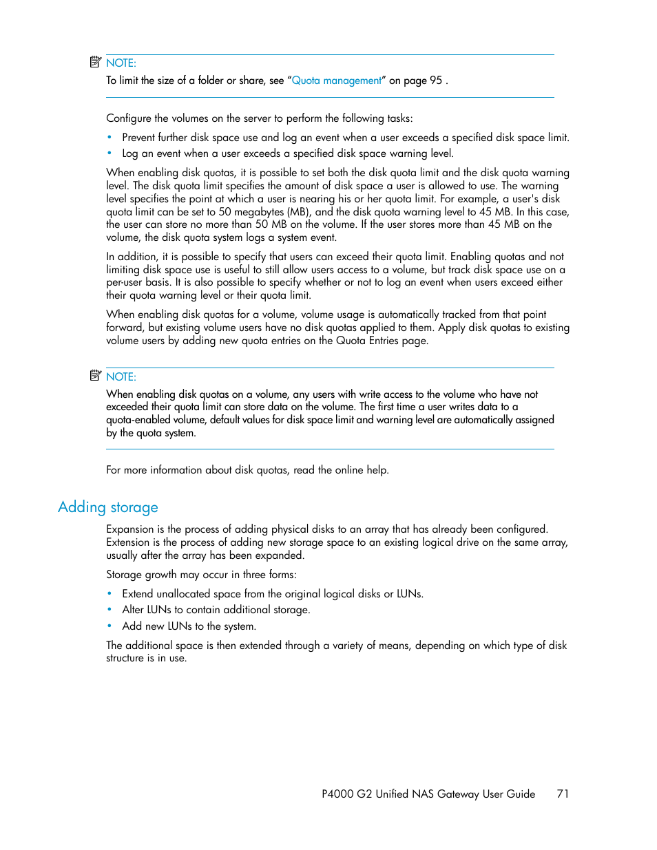 Adding storage | HP StoreVirtual 4000 Storage User Manual | Page 71 / 128