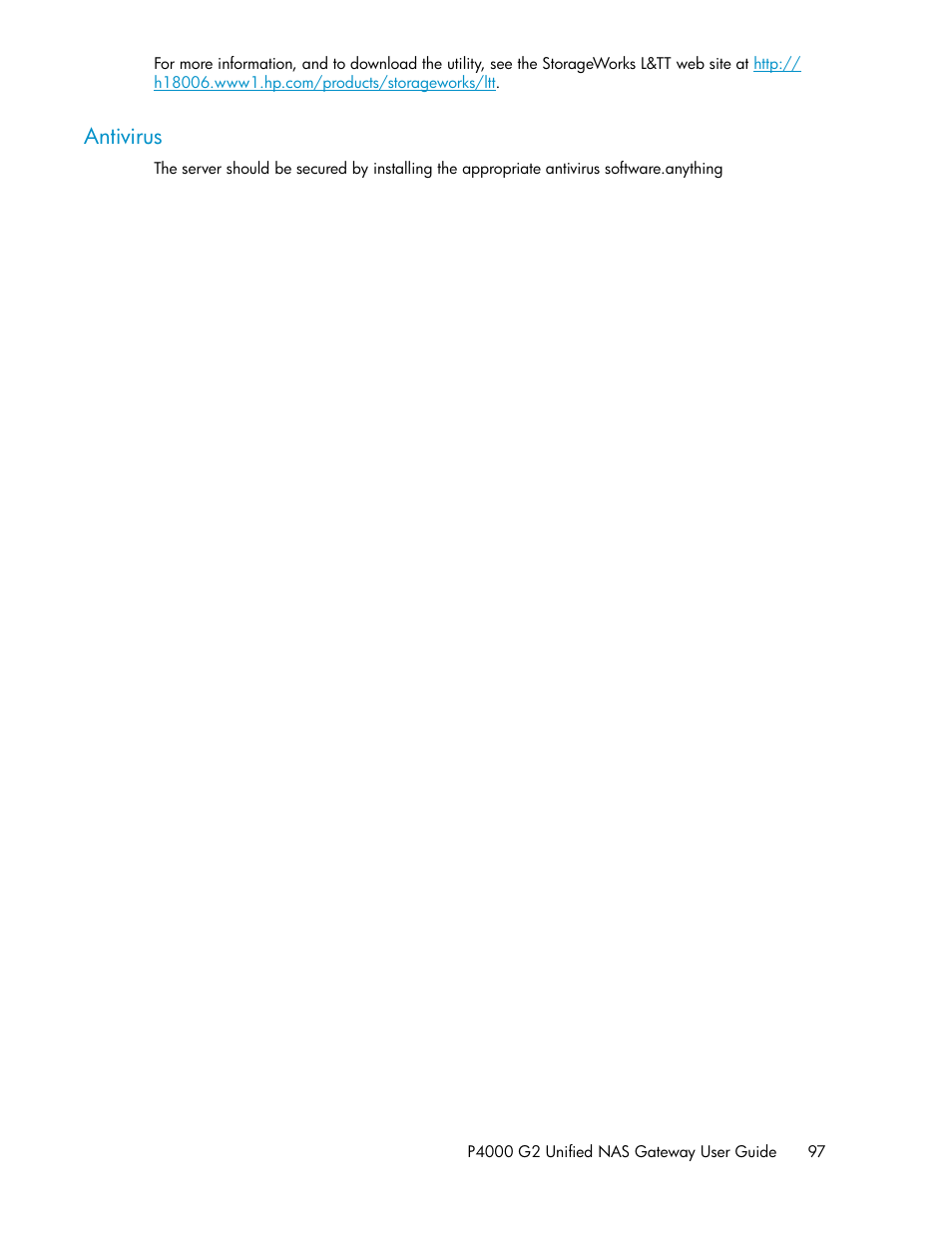 Antivirus | HP StoreVirtual 4000 Storage User Manual | Page 97 / 128
