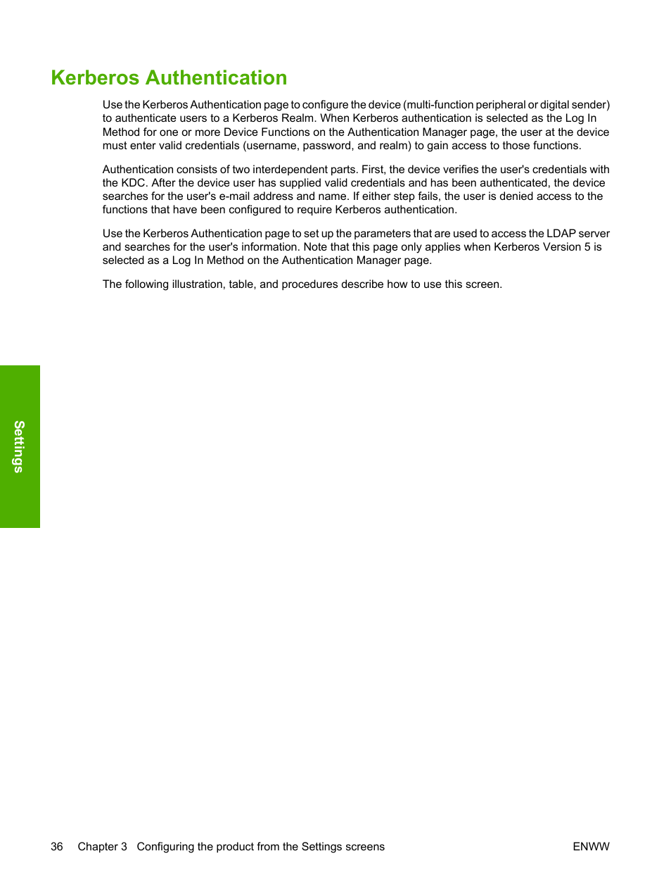 Kerberos authentication | HP 9250c Digital-Sender User Manual | Page 46 / 98