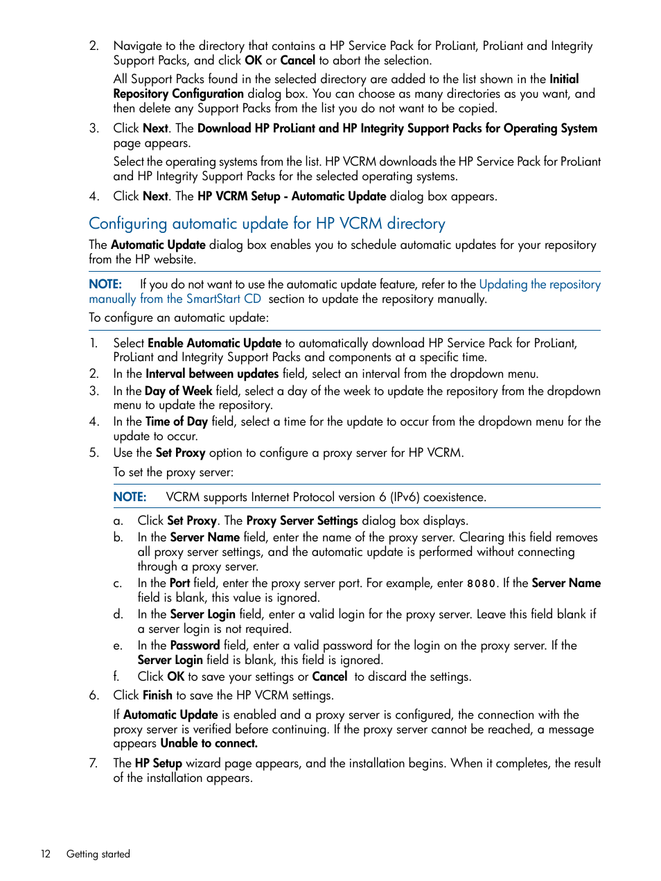 Configuring automatic update for hp vcrm directory | HP Insight Foundation Software for ProLiant User Manual | Page 12 / 53