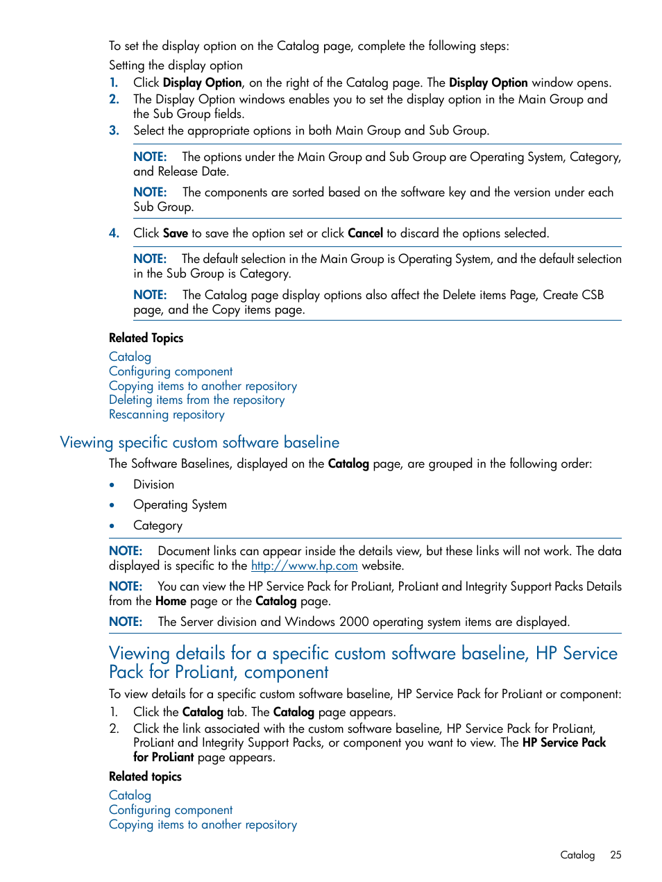 Viewing specific custom software baseline | HP Insight Foundation Software for ProLiant User Manual | Page 25 / 53