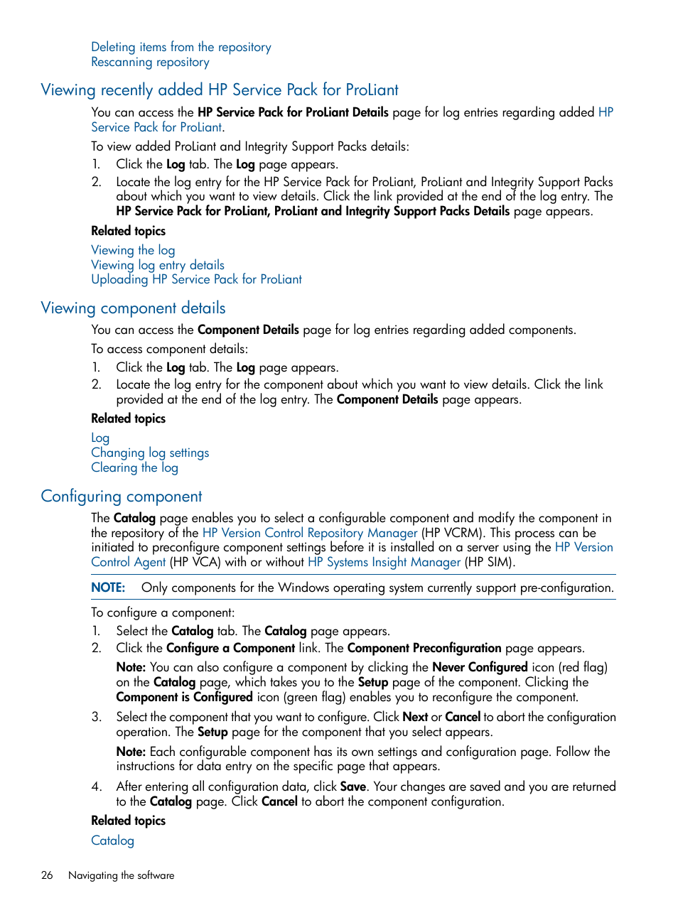 Viewing component details, Configuring component | HP Insight Foundation Software for ProLiant User Manual | Page 26 / 53