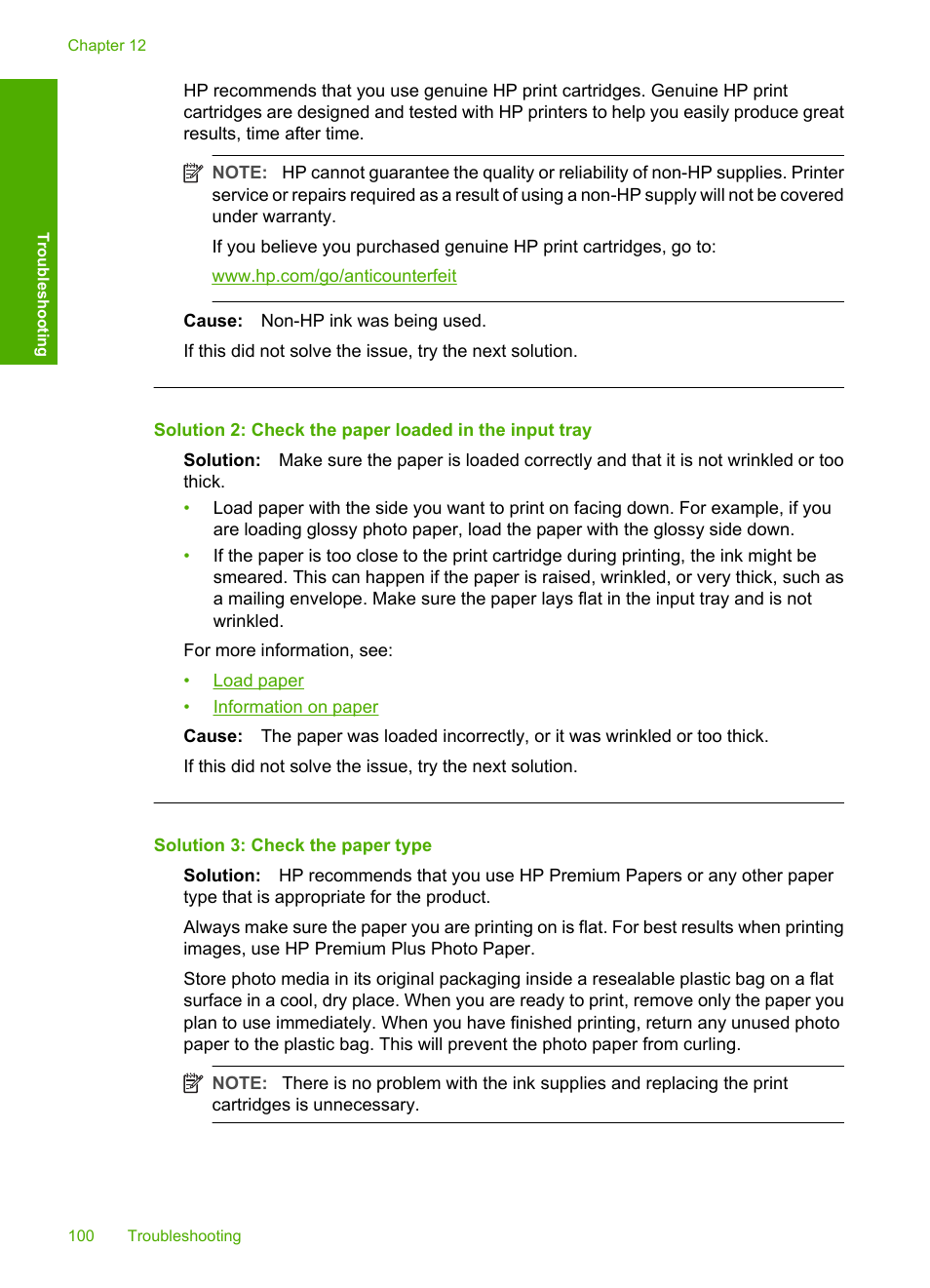 Solution 3: check the paper type | HP Deskjet F2235 All-in-One Printer User Manual | Page 103 / 225