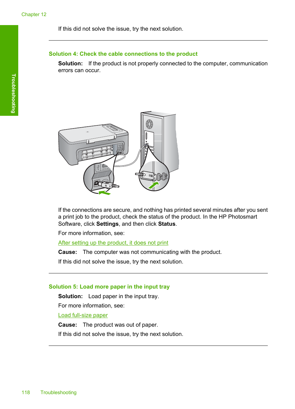 Solution 5: load more paper in the input tray | HP Deskjet F2235 All-in-One Printer User Manual | Page 121 / 225