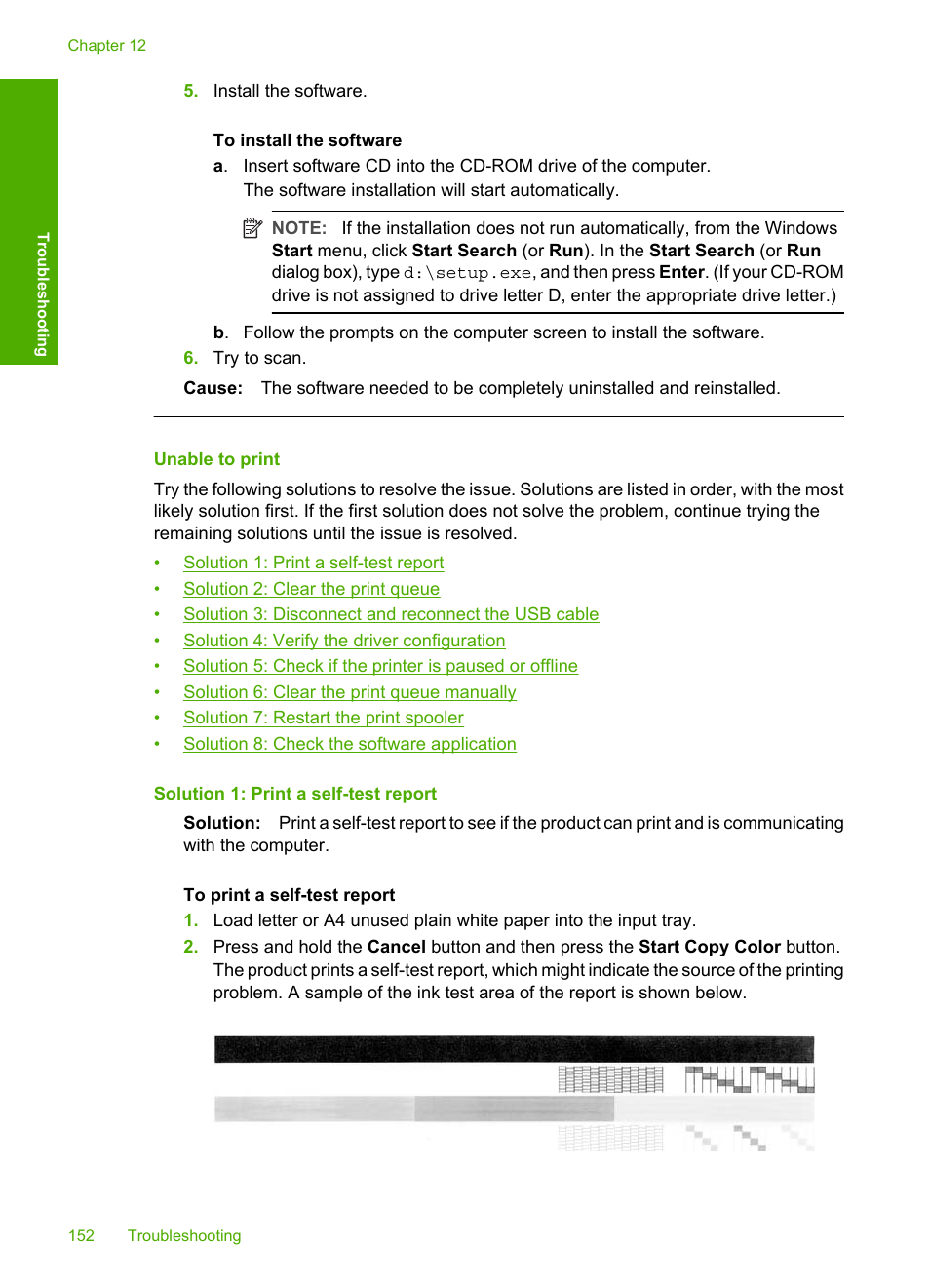 Unable to print | HP Deskjet F2235 All-in-One Printer User Manual | Page 155 / 225