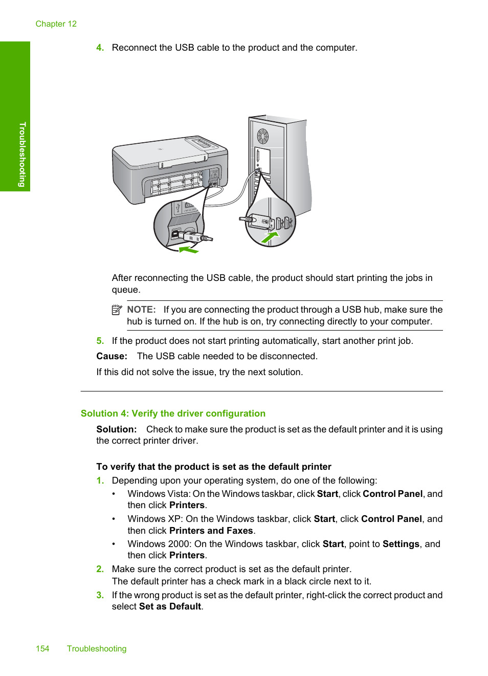 Solution 4: verify the driver configuration | HP Deskjet F2235 All-in-One Printer User Manual | Page 157 / 225