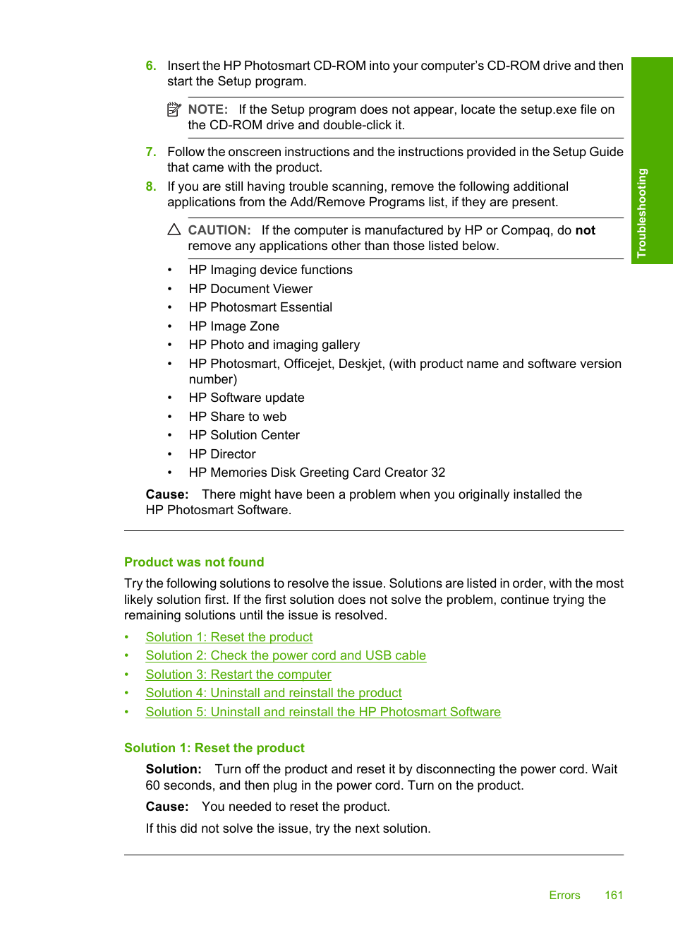 Product was not found | HP Deskjet F2235 All-in-One Printer User Manual | Page 164 / 225
