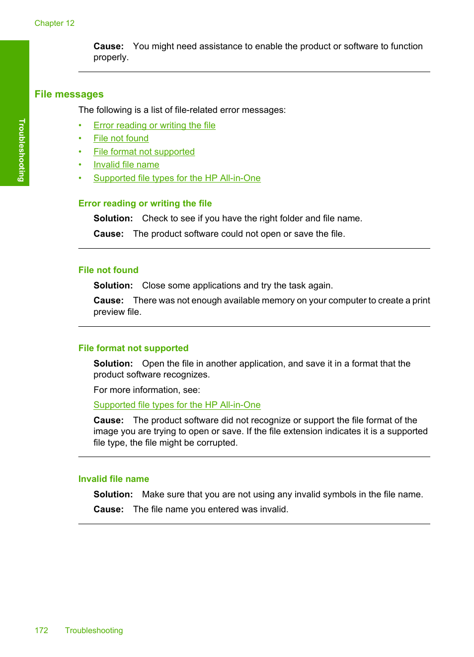 File messages | HP Deskjet F2235 All-in-One Printer User Manual | Page 175 / 225