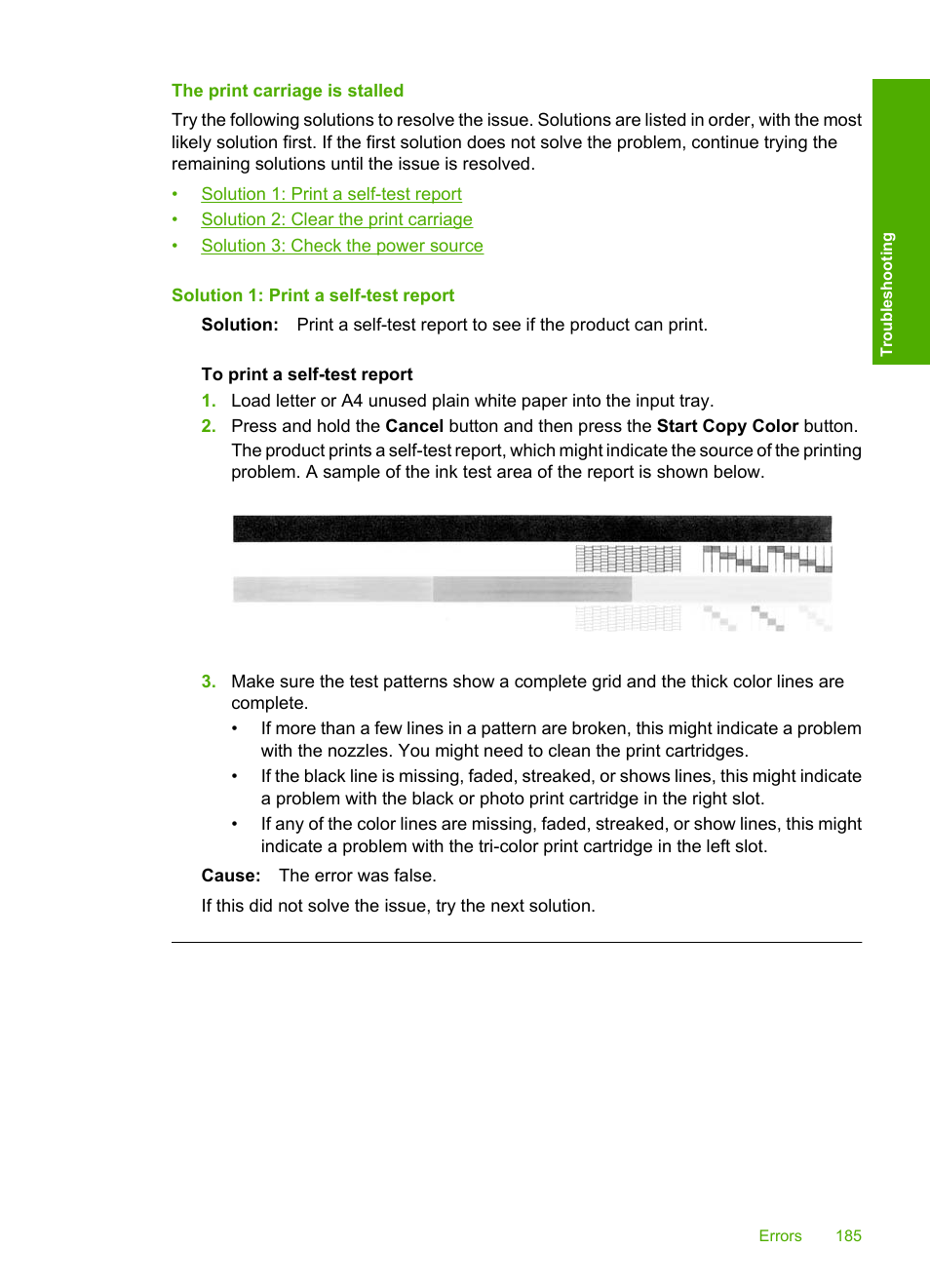 The print carriage is stalled | HP Deskjet F2235 All-in-One Printer User Manual | Page 188 / 225