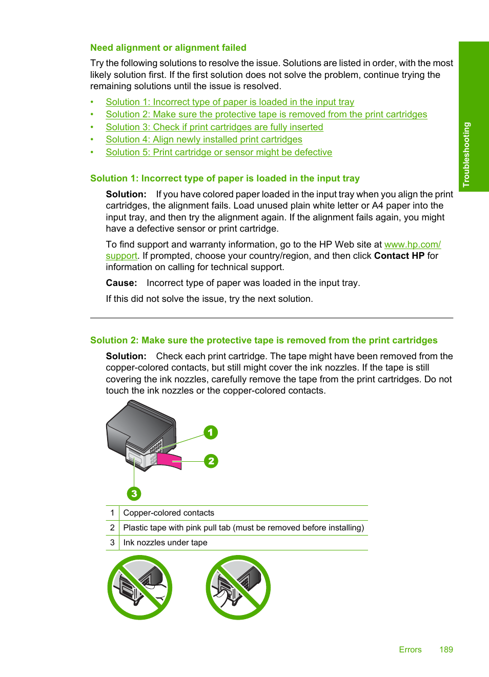 Need alignment or alignment failed | HP Deskjet F2235 All-in-One Printer User Manual | Page 192 / 225