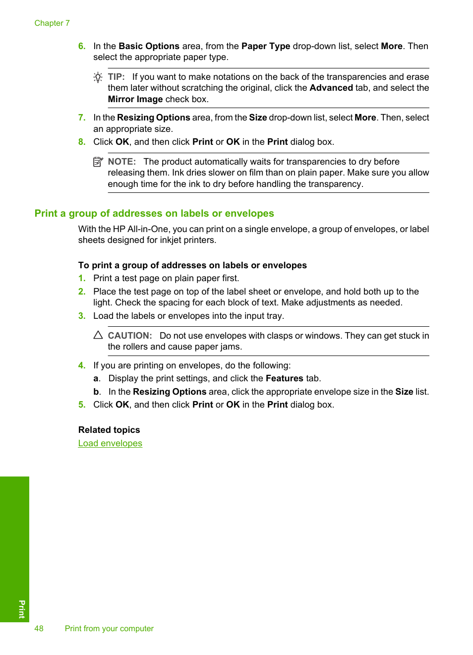 Print a group of addresses on labels or envelopes | HP Deskjet F2235 All-in-One Printer User Manual | Page 51 / 225