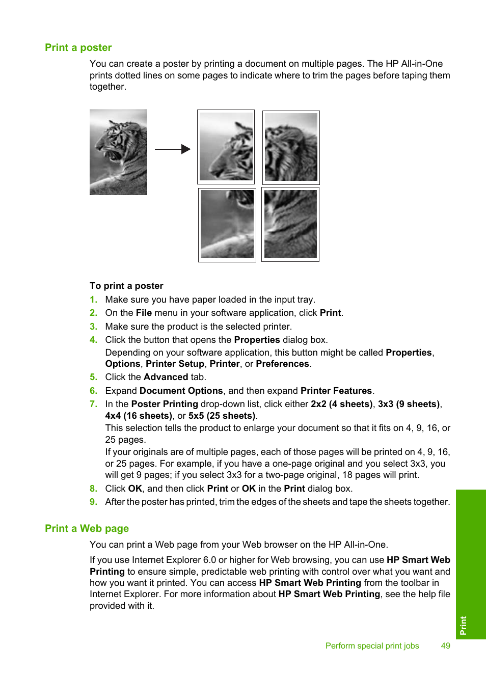 Print a poster | HP Deskjet F2235 All-in-One Printer User Manual | Page 52 / 225