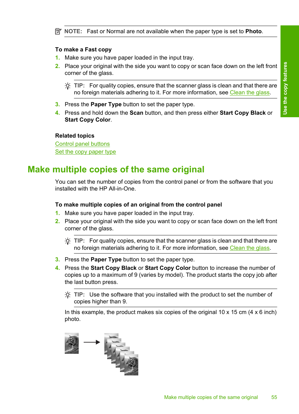 Make multiple copies of the same original | HP Deskjet F2235 All-in-One Printer User Manual | Page 58 / 225