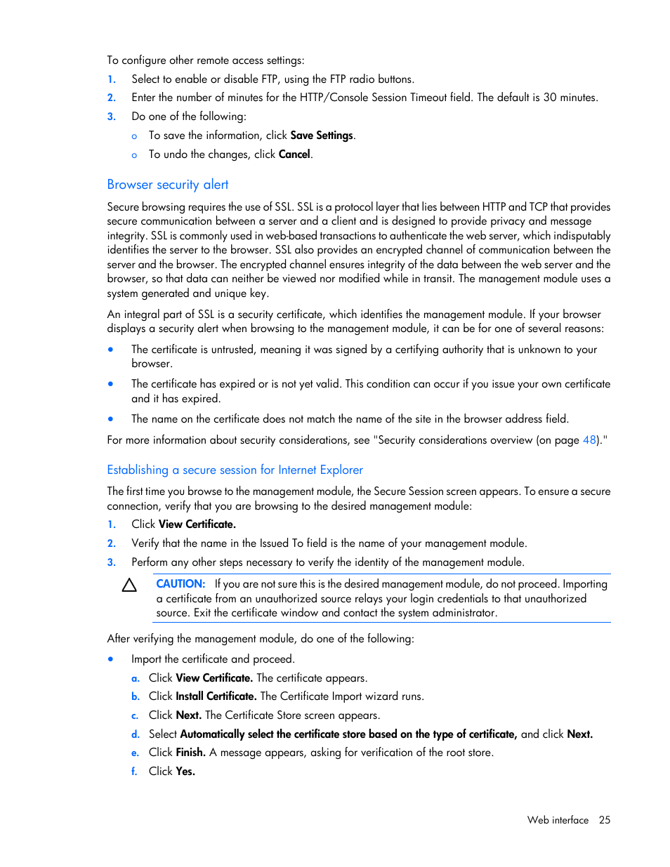 Browser security alert | HP Modular Cooling System Options User Manual | Page 25 / 55