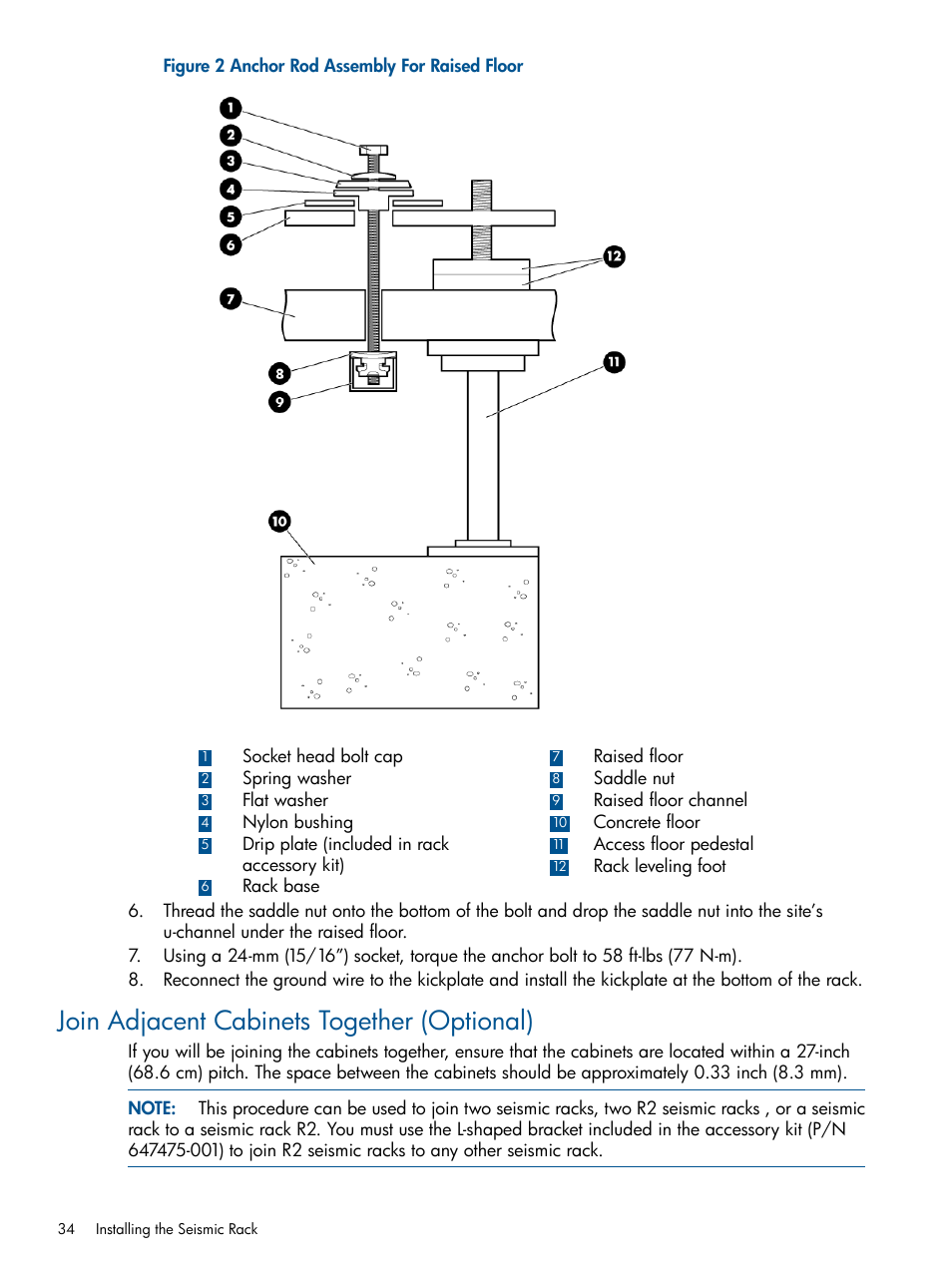 Join adjacent cabinets together (optional) | HP Integrity BL870c Server-Blade User Manual | Page 34 / 47