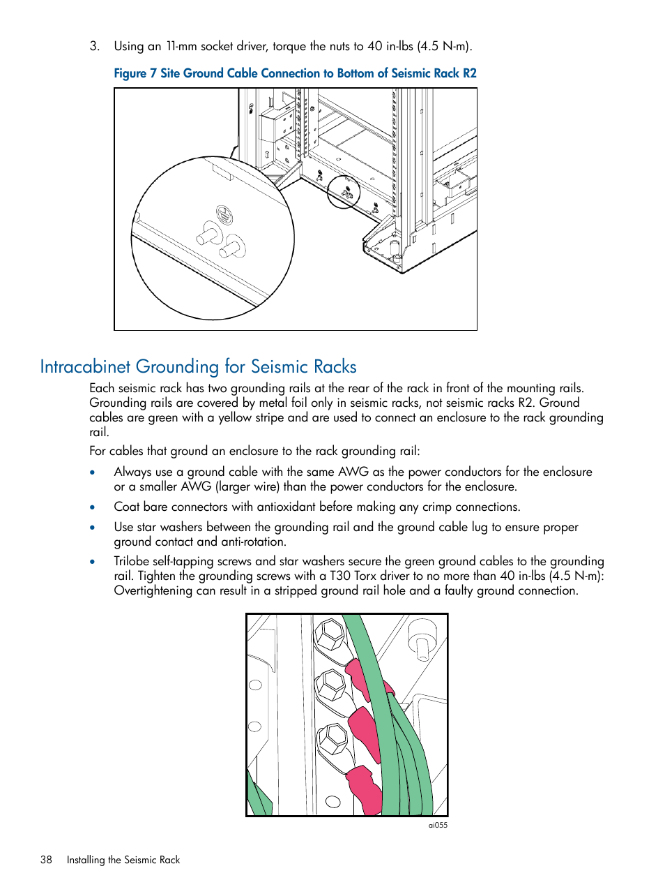 Intracabinet grounding for seismic racks | HP Integrity BL870c Server-Blade User Manual | Page 38 / 47