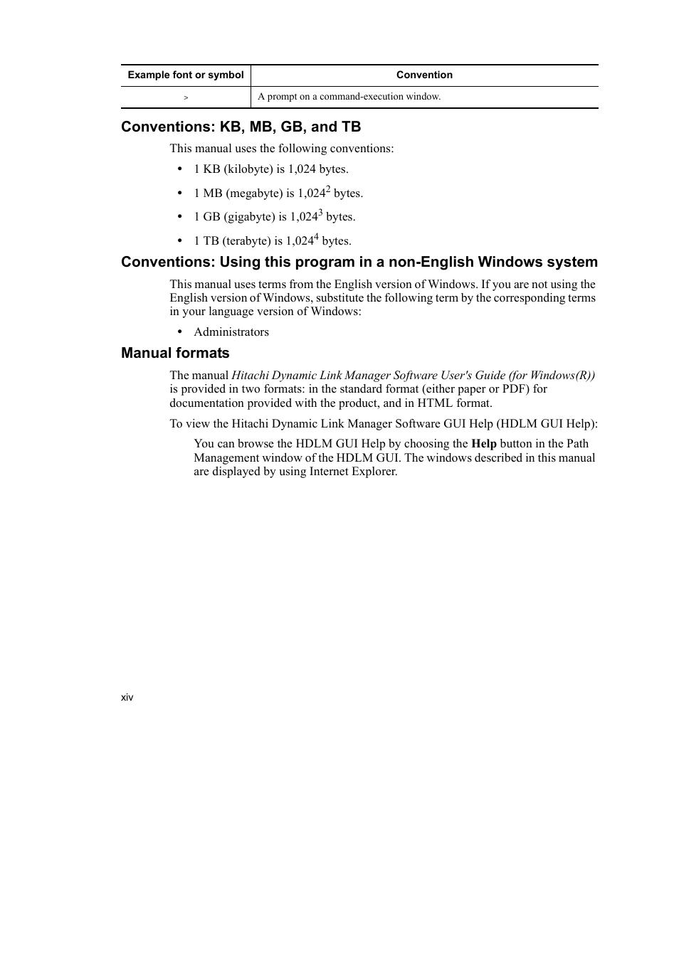 Conventions: kb, mb, gb, and tb, Manual formats | HP Hitachi Dynamic Link Manager Software User Manual | Page 18 / 492