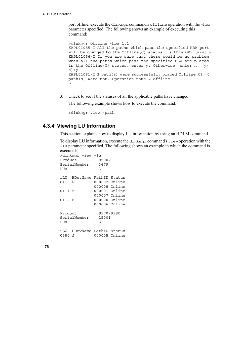 4 viewing lu information | HP Hitachi Dynamic Link Manager Software User Manual | Page 200 / 492