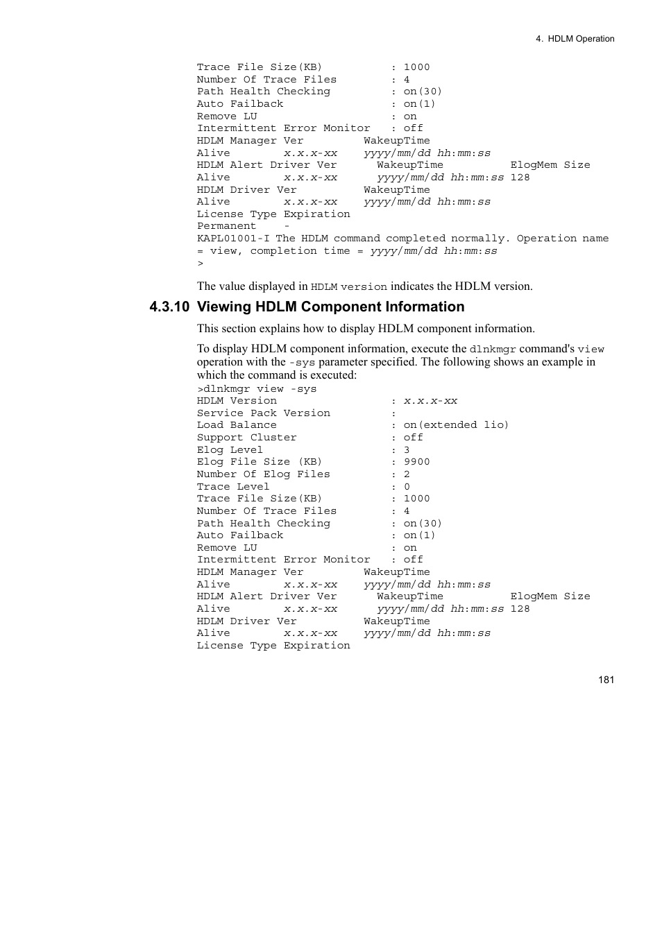 10 viewing hdlm component information | HP Hitachi Dynamic Link Manager Software User Manual | Page 205 / 492