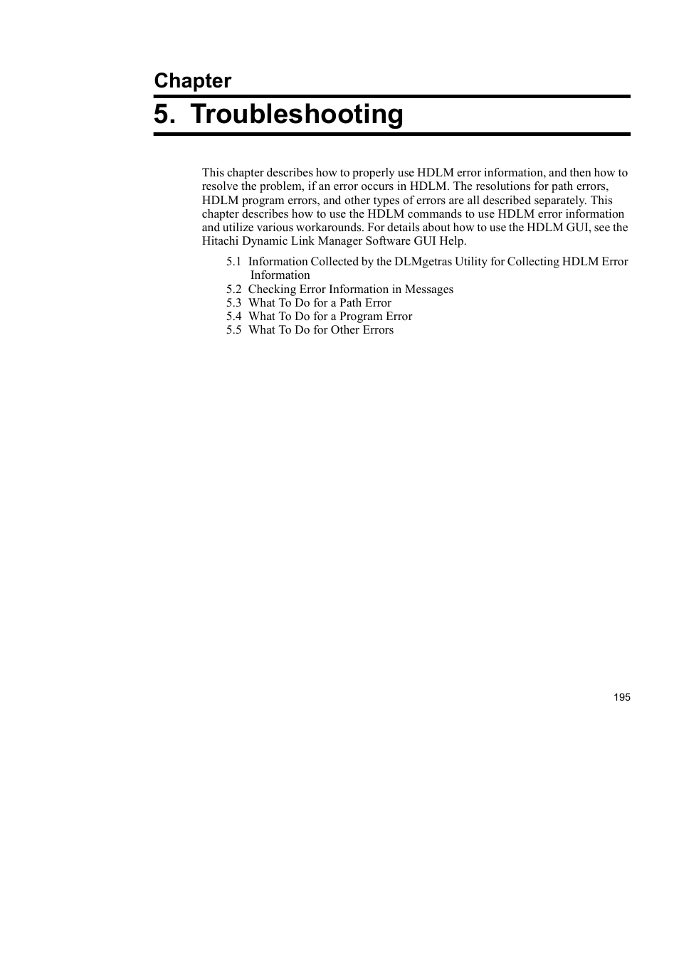 Troubleshooting, Chapter | HP Hitachi Dynamic Link Manager Software User Manual | Page 219 / 492