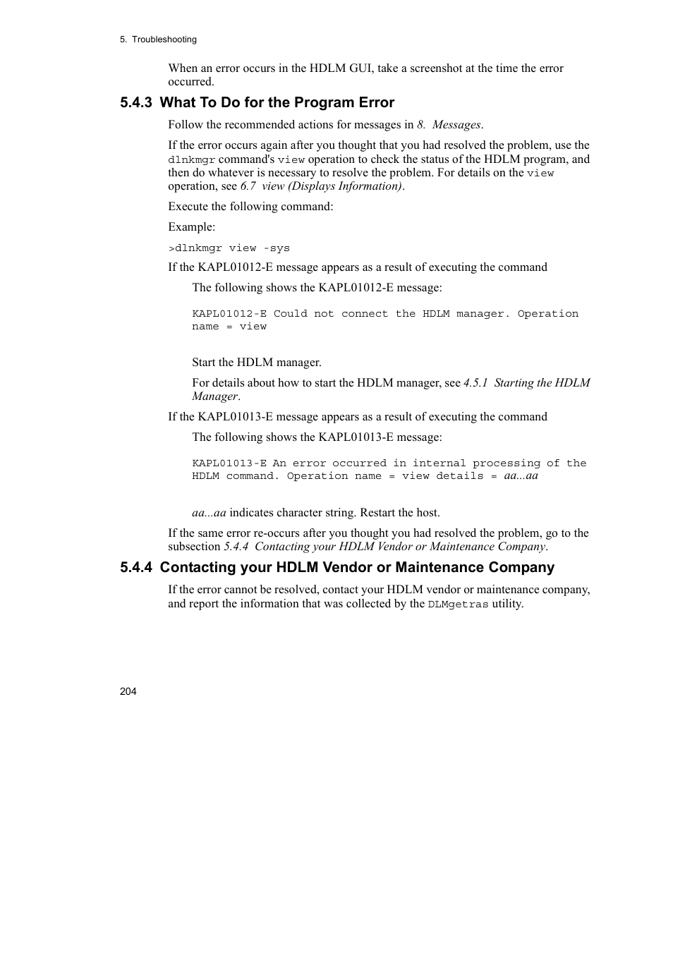 3 what to do for the program error | HP Hitachi Dynamic Link Manager Software User Manual | Page 228 / 492