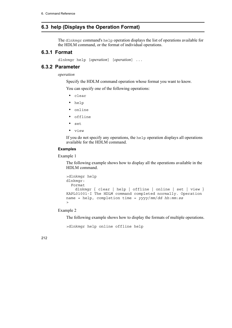 3 help (displays the operation format), 1 format, 2 parameter | HP Hitachi Dynamic Link Manager Software User Manual | Page 236 / 492