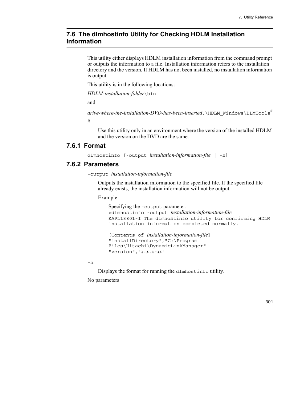 1 format, 2 parameters | HP Hitachi Dynamic Link Manager Software User Manual | Page 325 / 492