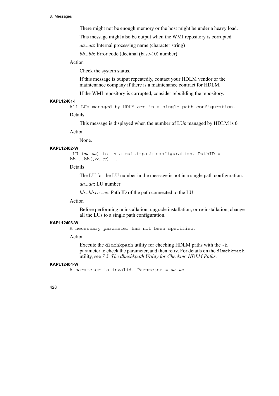 HP Hitachi Dynamic Link Manager Software User Manual | Page 452 / 492
