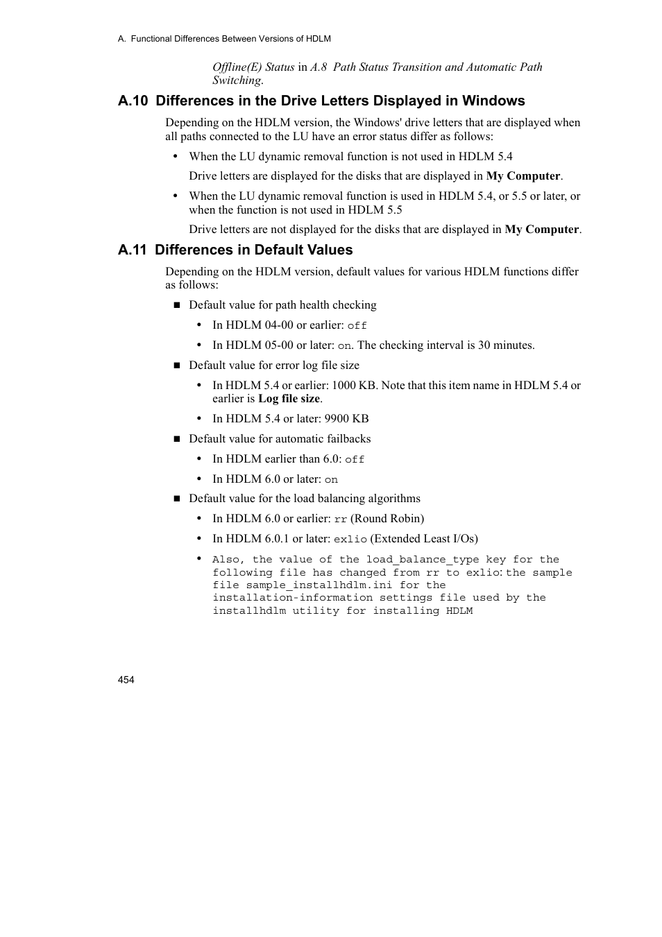 A.11 differences in default values | HP Hitachi Dynamic Link Manager Software User Manual | Page 478 / 492