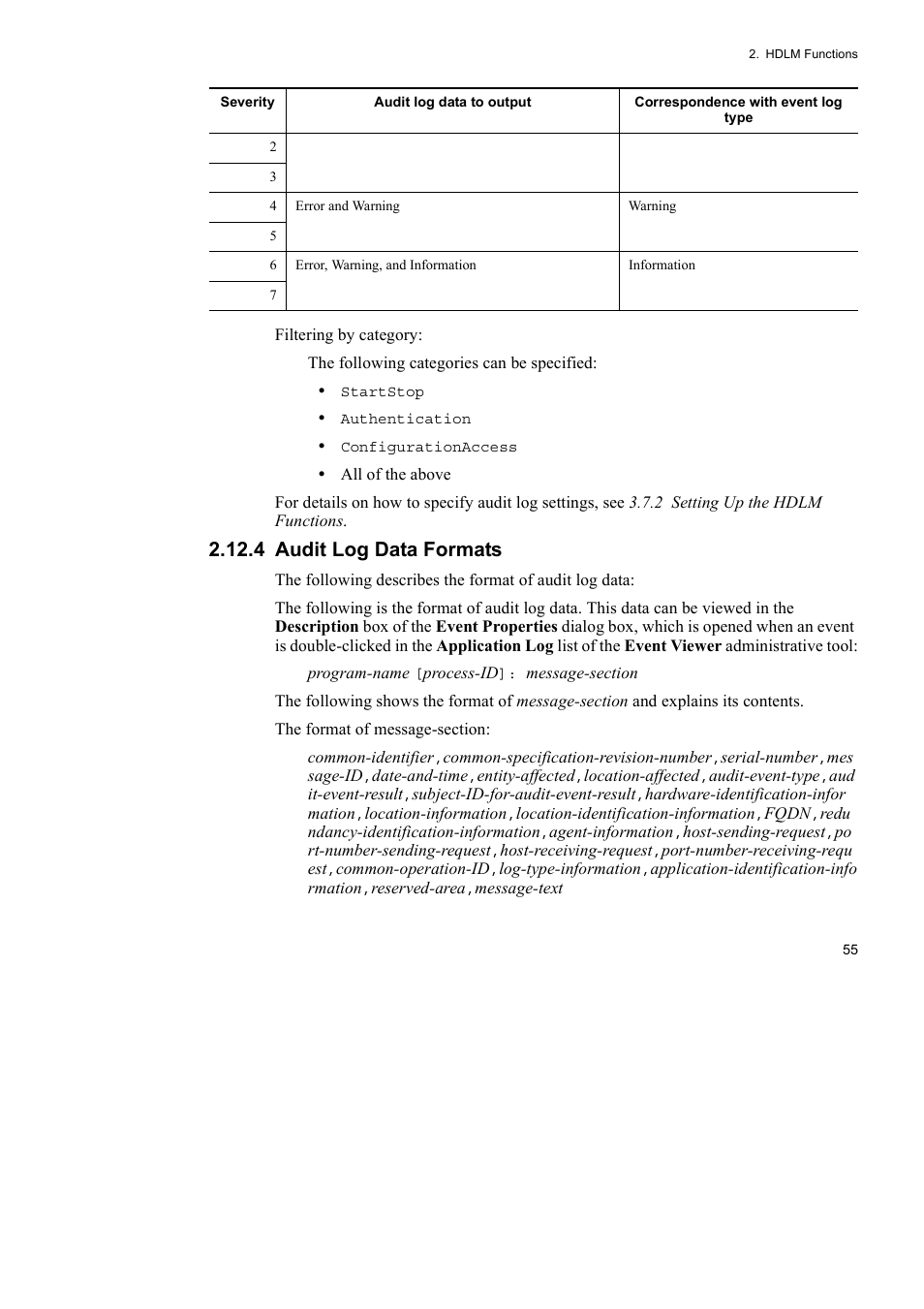 4 audit log data formats | HP Hitachi Dynamic Link Manager Software User Manual | Page 79 / 492