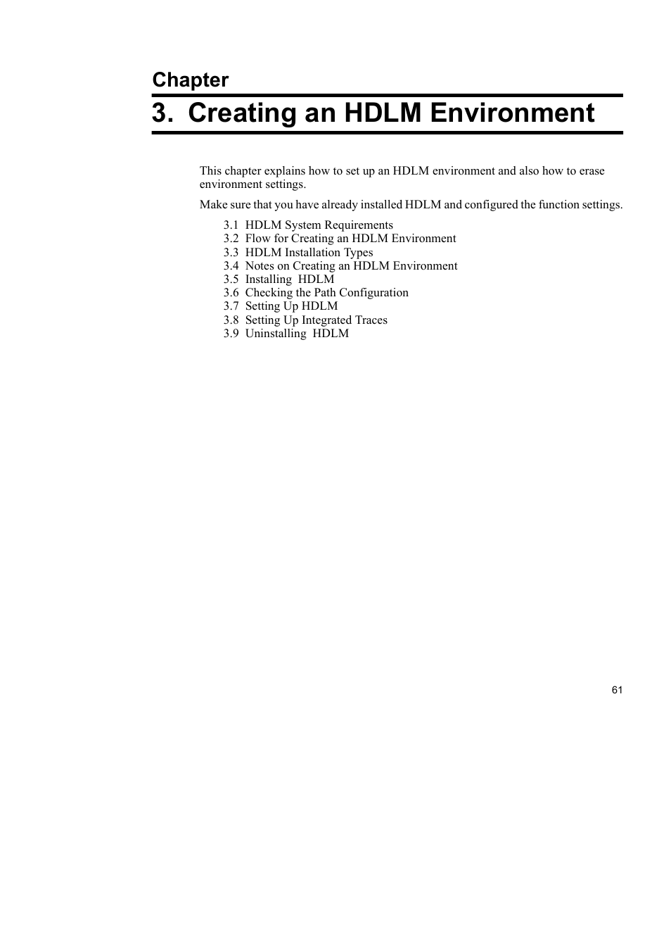 Creating an hdlm environment, Chapter | HP Hitachi Dynamic Link Manager Software User Manual | Page 85 / 492