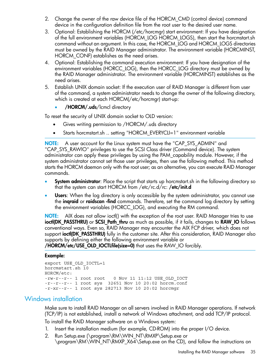 Windows installation | HP XP Racks User Manual | Page 35 / 97