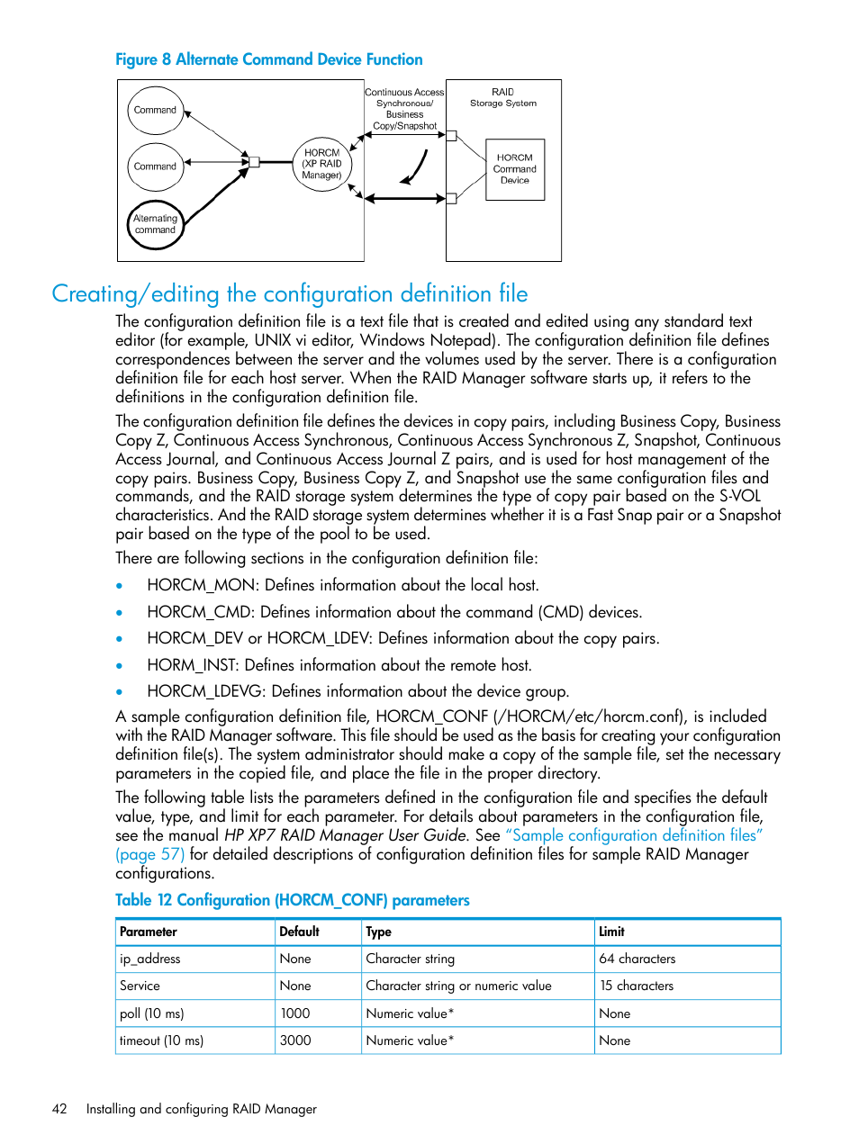 Creating/editing the configuration definition file | HP XP Racks User Manual | Page 42 / 97